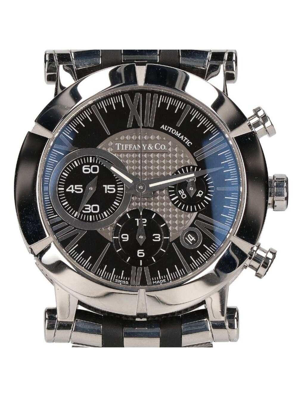 Tiffany & Co Atlas Gent Chronograph Date Sheer Back SS Rubber Automatic